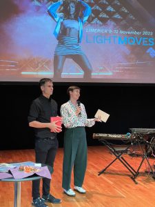 Festival curators Jürgen Simpson and Jessie Keenan at the Light Moves Festival programme launch on Tuesday 26 September 2023 at Dance Limerick.